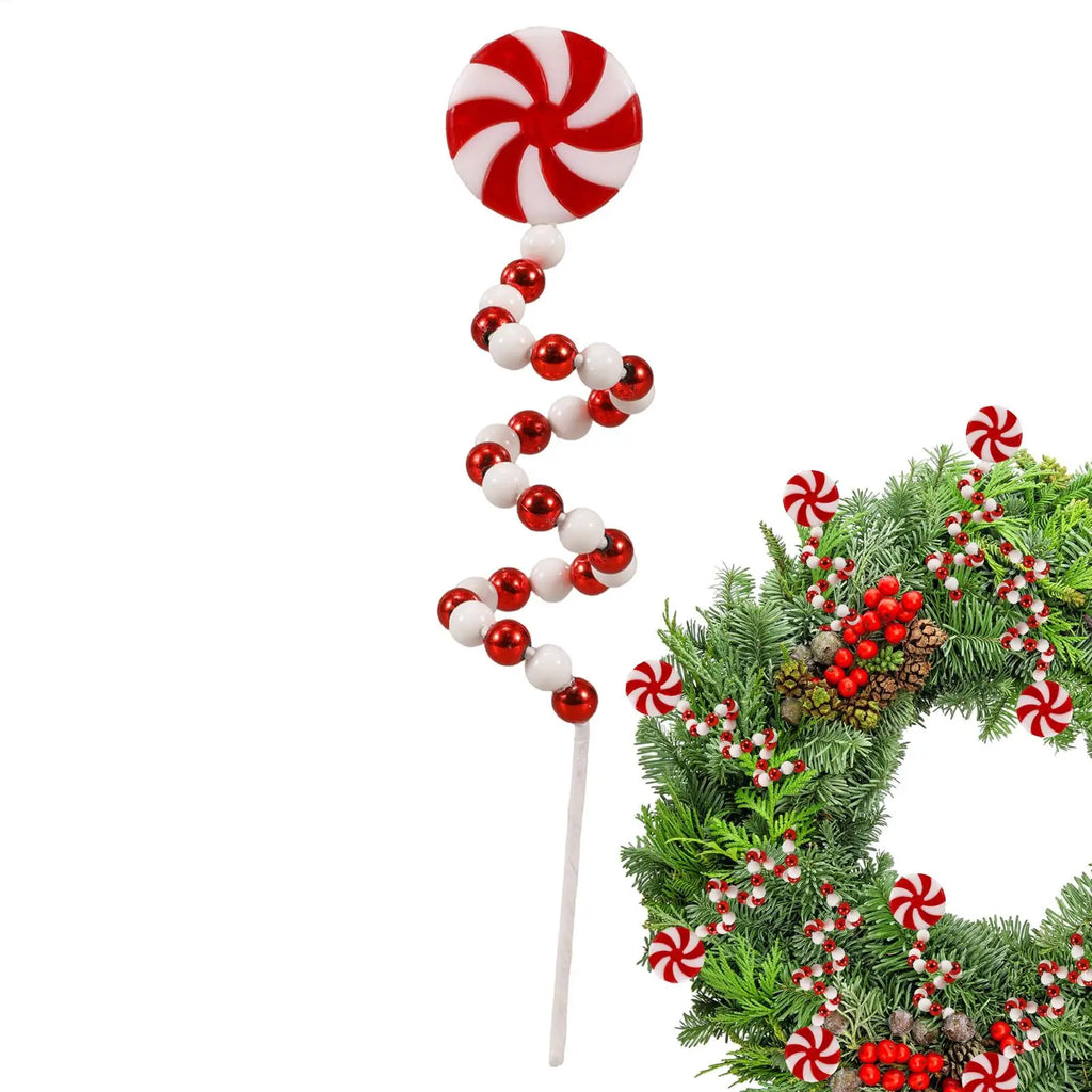 18x3.5cm Christmas Picks For Tree Xmas Tree Candy Picks Decorations Festive Ornaments Winter Scene Layout Red-and-white Candy Vue