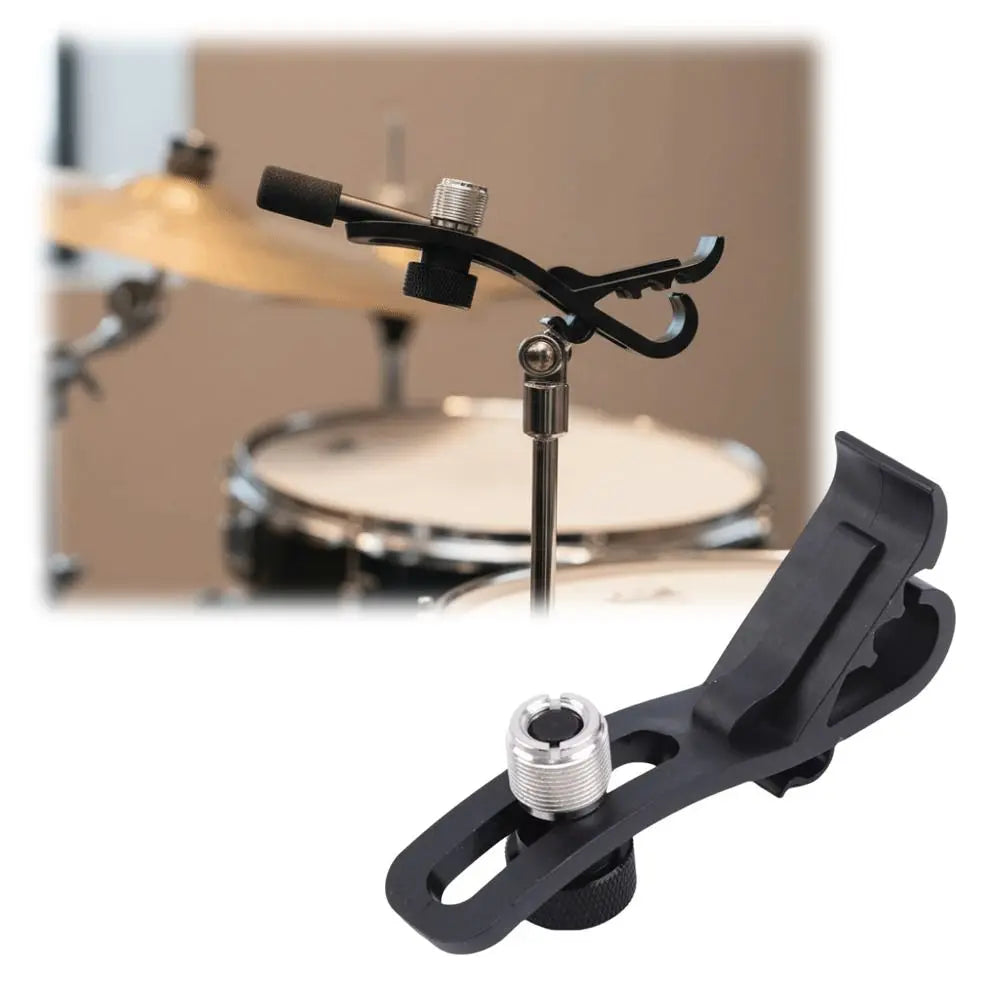 Black Microphone Holder with Drum Clamp Adjustable Anti-Vibration Drum Instrument Holder Metal Plastic Copper Material Vue