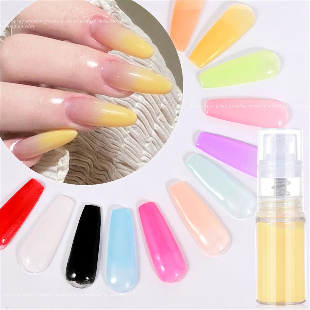 1pc Gradient Nail Powder Spray Powder Immersion Powder Macaron Color Aurora Sparkle Powder Pop Color Portable Nail Art Creation Vue
