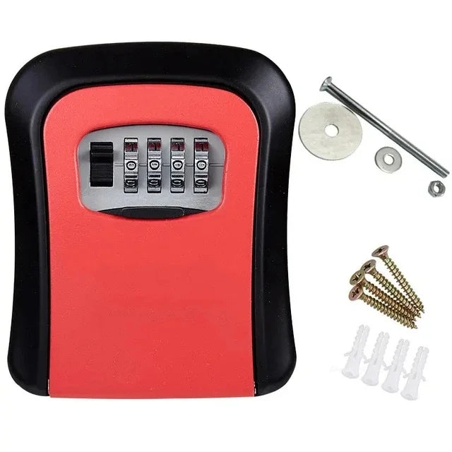 Wall Mounted Key Storage Secret Box Plastic Organizer 4 Digit Combination Password Security Code Lock Home Key Safe Box Case Vue red