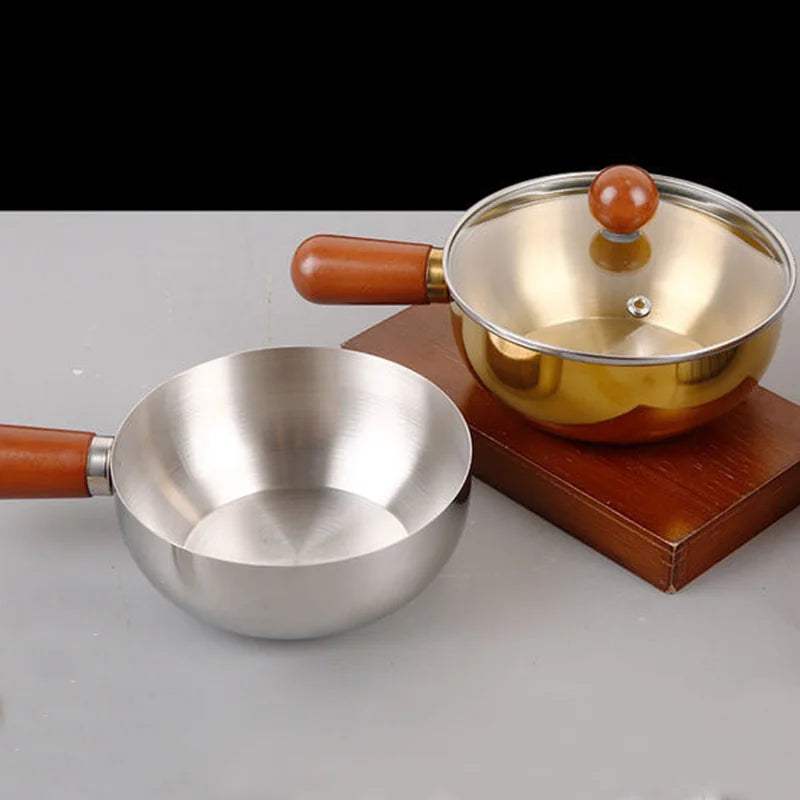 Stainless Steel Noodle Pot One Person High-end Look Wood Finish