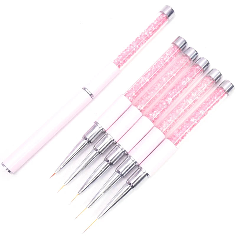 Nails Art Brush Lines Stripe Flower Painting Drawing Pen Acrylic UV Gel Extension Grids Brush 3D Design Drawing Manicure Tools Vue