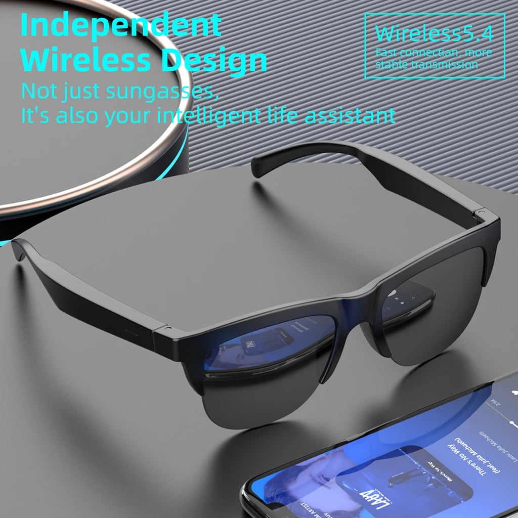 New Electronic Smart Glasses Music Control Wireless Phone Answer Waterproof Sunglasses Anti-UV Camping Cycling for Men Women Vue