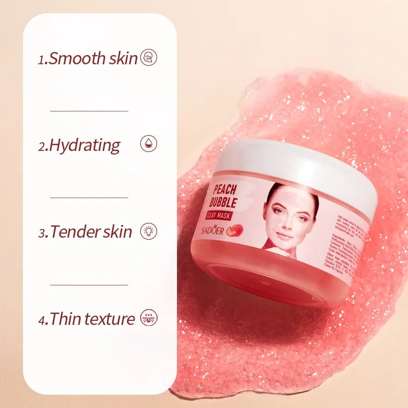 100g Peach Bubble Mask, Extracting Skin-Beneficial Peach Ingredients, with a Delicate Texture, It Cares for Dry Skin, Leaving It Smooth and Delicate, Suitable for All Skin Types Vue