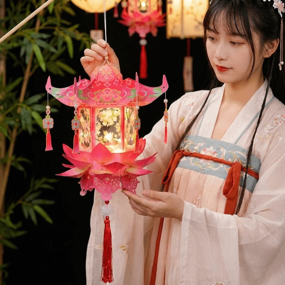 PVC Mid-Autumn Festival Lantern Lightweight Removable Handheld Lantern Blessing Glowing DIY Craft Material Kit Kids Vue