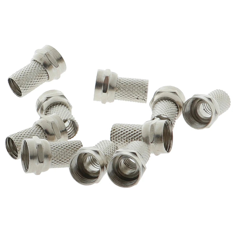 10Pcs New 75-5 F Connector Screw On Type For RG6 Satellite TV Antenna Coax Cable Vue