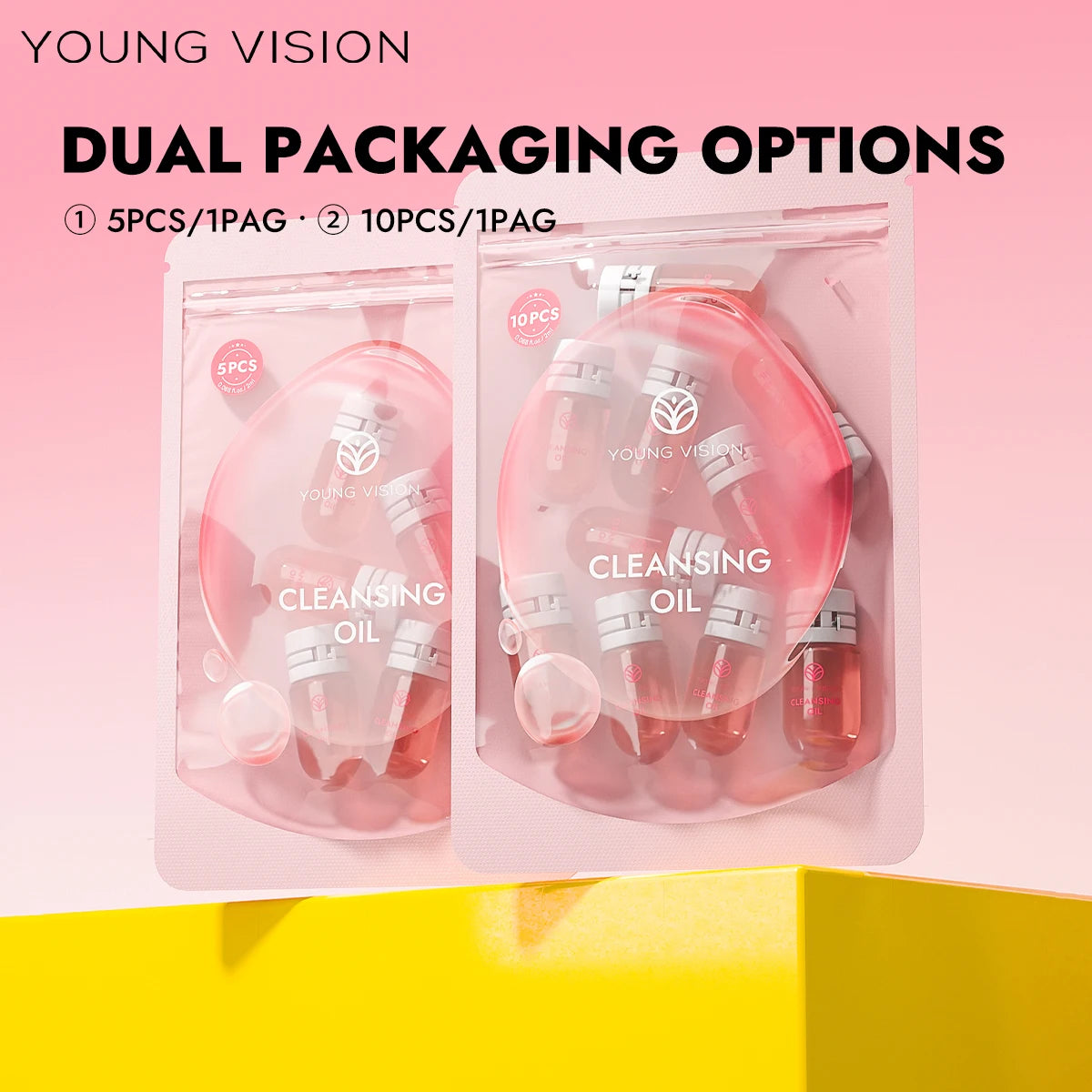 YOUNG VISION 5pcs/10pcs Cleansing oil Rose Flower Makeup Remover Oil Mild Non-irritating Pore Cleansing Makeup Remover Set Vue