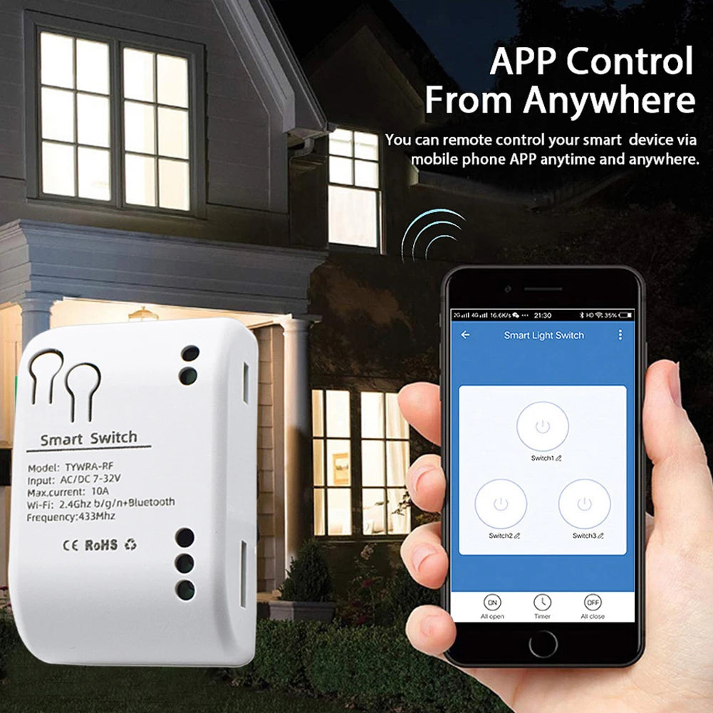 Smart WiFi Relay Switch Module 10A – Alexa & Google Home WiFi Relay Switch Module Vue