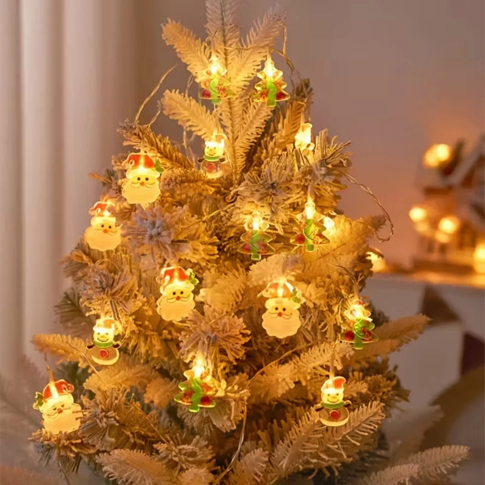 1PC 1.5M10LED Santa Claus Snowman Christmas Tree Light String,powered by AA batteries,Excluding Battery,Christmas Decoration ﻿ Vue