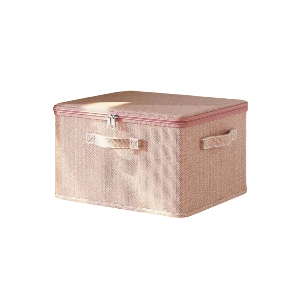 Large Capacity Clothes Quilt Storage Bag Stackable Foldable Clothing Sorting Box Dustproof with Zipper Wardrobe Organizer Vue Pink XL