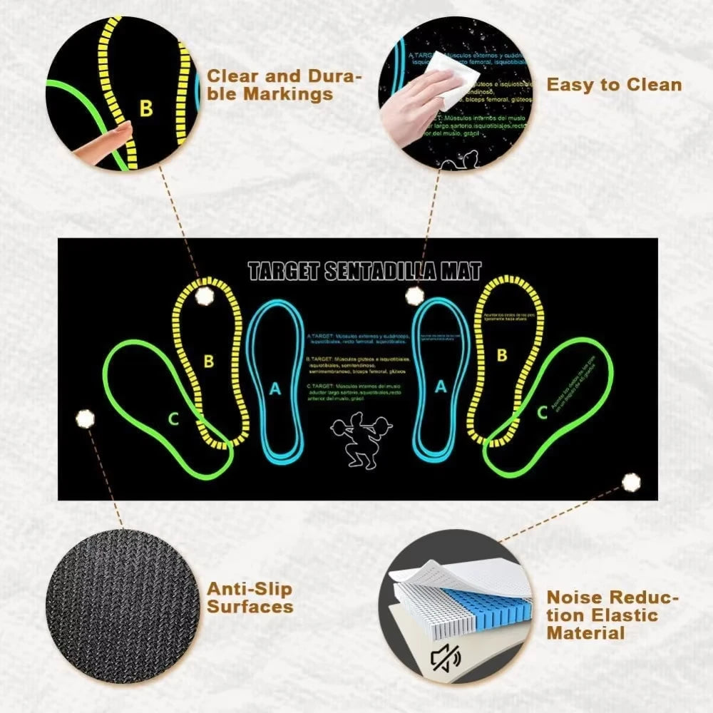 35x80cm Two-color Squat Mat Non-slip and Durable with Instructions Suitable for Home Gym Living Room and Bedroom Use Vue