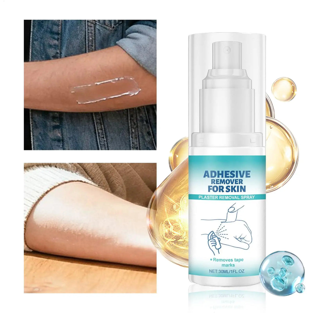 Adhesive Remover Spray 50ml Soothing No Sting Moisturizing Tape Adhesive Remover Liquid for Women Men Adults Sticker Clothing Vue
