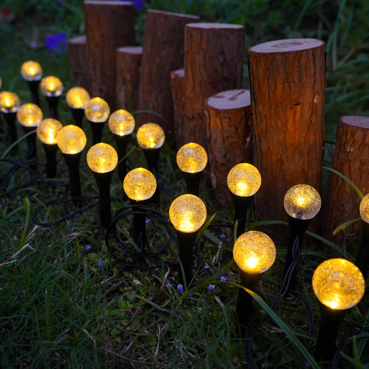 20LED Solar Bubble Lawn Lights, 8 Color Modes, Smart Dusk-to-Dawn Sensor, IPX4 Waterproof Outdoor Stake for Walkway, Garden Vue