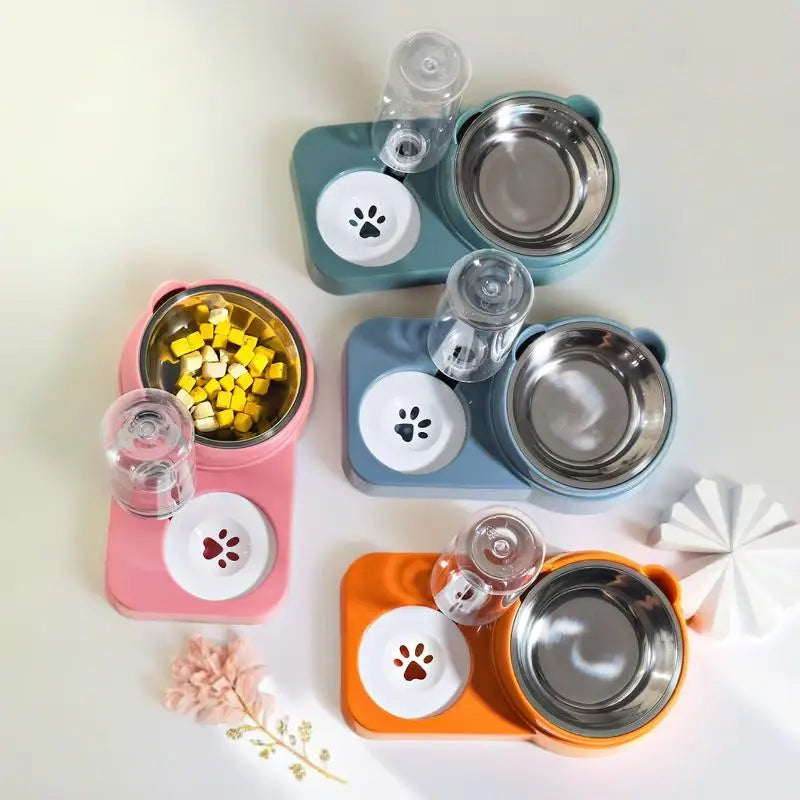 Convenient Pet Double Bowl Feeder Anti-Spill Practical for Home Use Vue