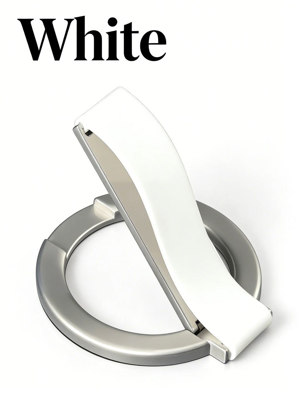 2025 innovative design aluminum alloy magnetic mobile phone ring holder, 360° rotation, 120° swing, suitable for iPhone 12+ Vue WHITE