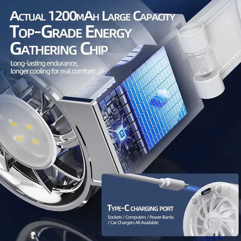 Magnetic Folding Small Fan Powerful Cold Air For Rapid Cooling With Soft Fill Light Suitable For Live Selfies And Summer Travel Vue
