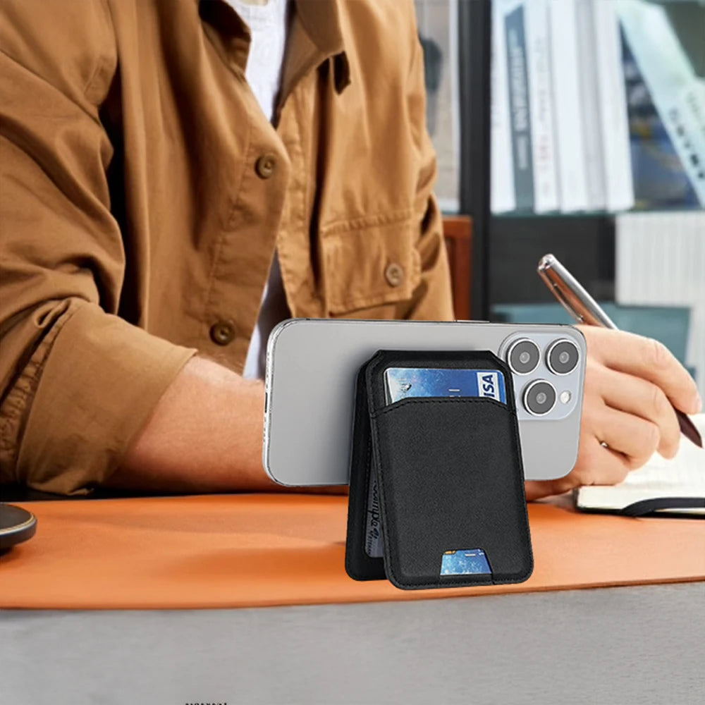 Luxury For Magsafe Magnetic Leather Wallet Holder Case For iPhone 16 15 14 13 12 Pro Max Card Holder Phone Bag Cover Accessories Vue
