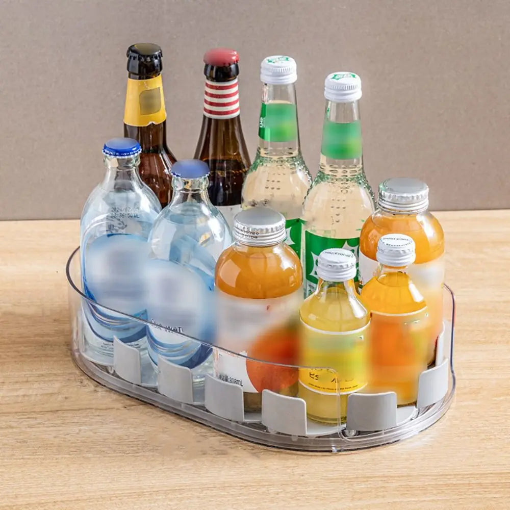 Space Saving Refrigerator Rotating Drink Storage Rack Anti-slip Swivel Tray Rotating Spice Rack Plastic Removable Vue