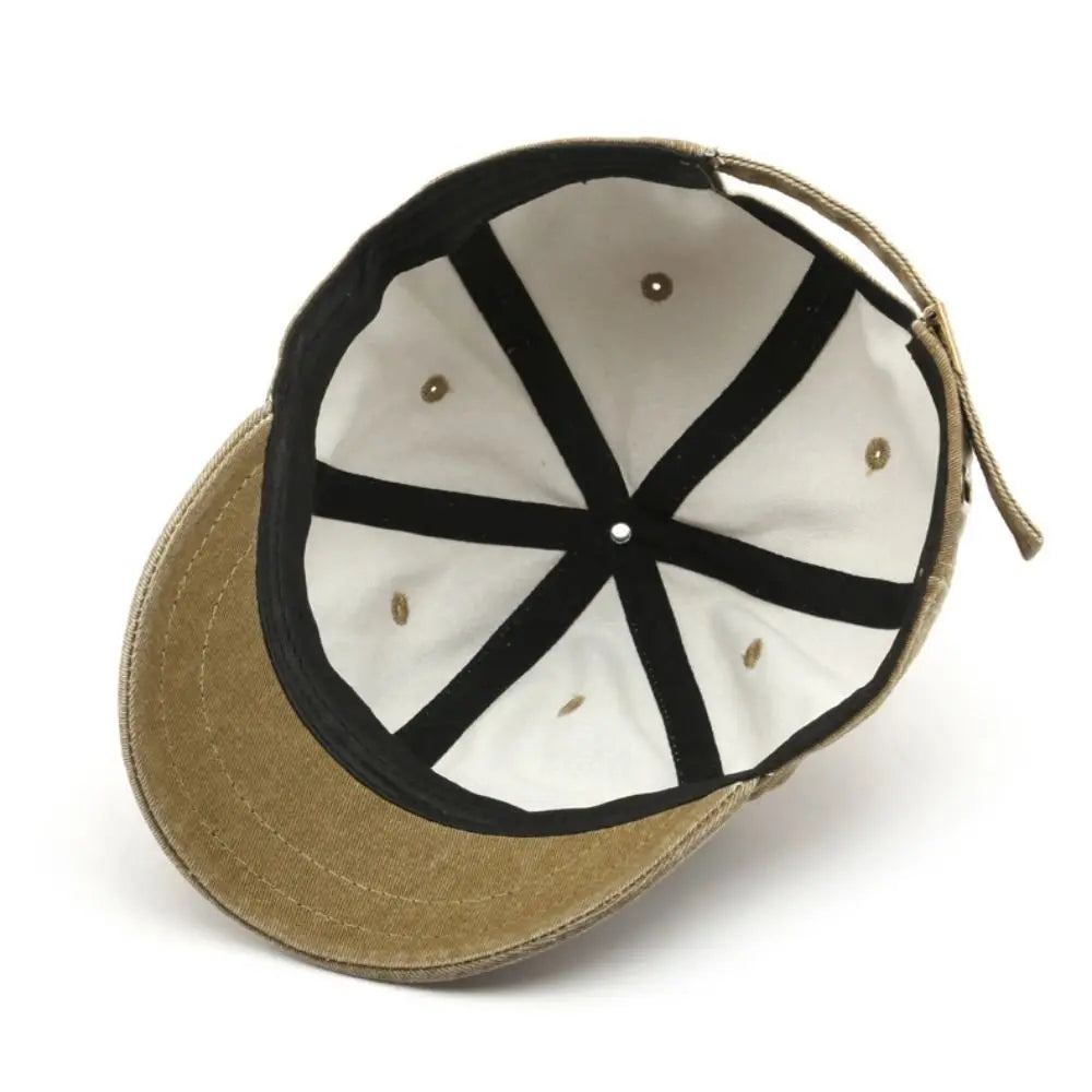 Fashion Short Brim Baseball Cap Adjustable Solid Bucket Panama Washed