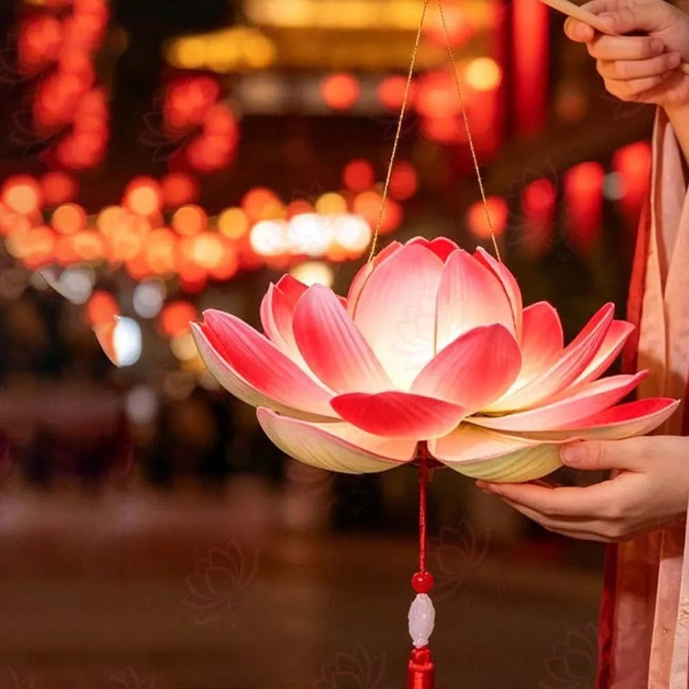 Ancient Style Lotus Lantern Creative Design Elegant Tassel Flower Lamp DIY Material Warm Light Handheld Light Festival Gift Vue