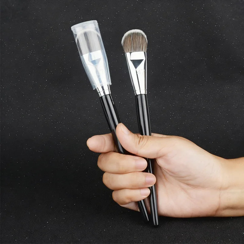 Single Makeup Brushes for Concealer Liquid Foundation Custom LOGO Black Handle Simple Kabuki Oblique Makeup Brush Bulk 10pcs Vue Default Title