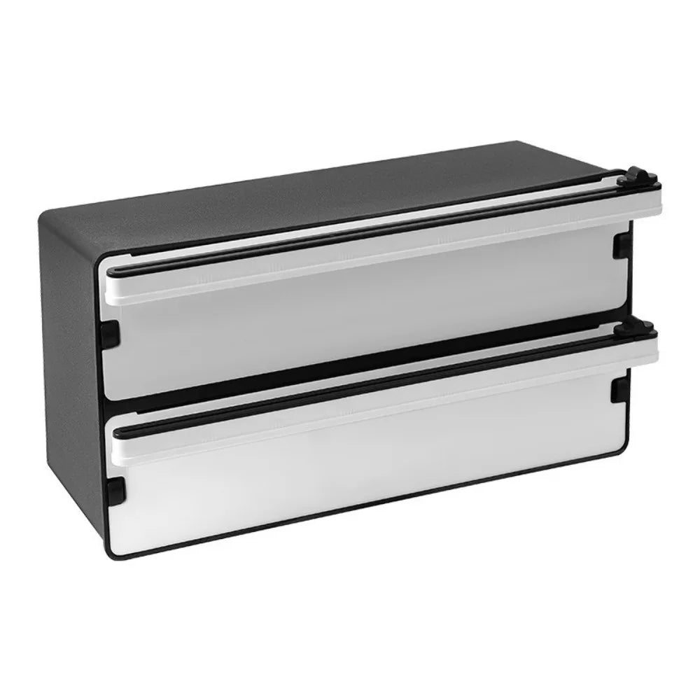 2 in 1 Food Film Dispenser Cutter Plastic Refillable Cling Film Cutter Wrap Organizer Safety Aluminum Foil Cutting Machine Vue Black