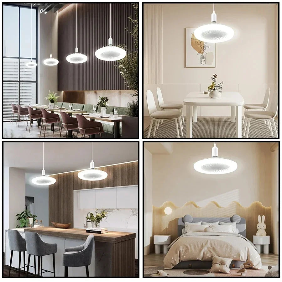 3-Colors Led Electric Ceiling Fan Lamp with Remote Control E27 Base Converter 3-Speeds AC 85-265V Ceiling Fan with Light Bedroom Vue