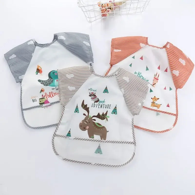 0-3Y Boys Girls Burp Clothes Smock Infant Baby Cartoon Sleeveless Waterproof Eating Toddler Art Apron Animal Smock Soft Baby Bib Vue