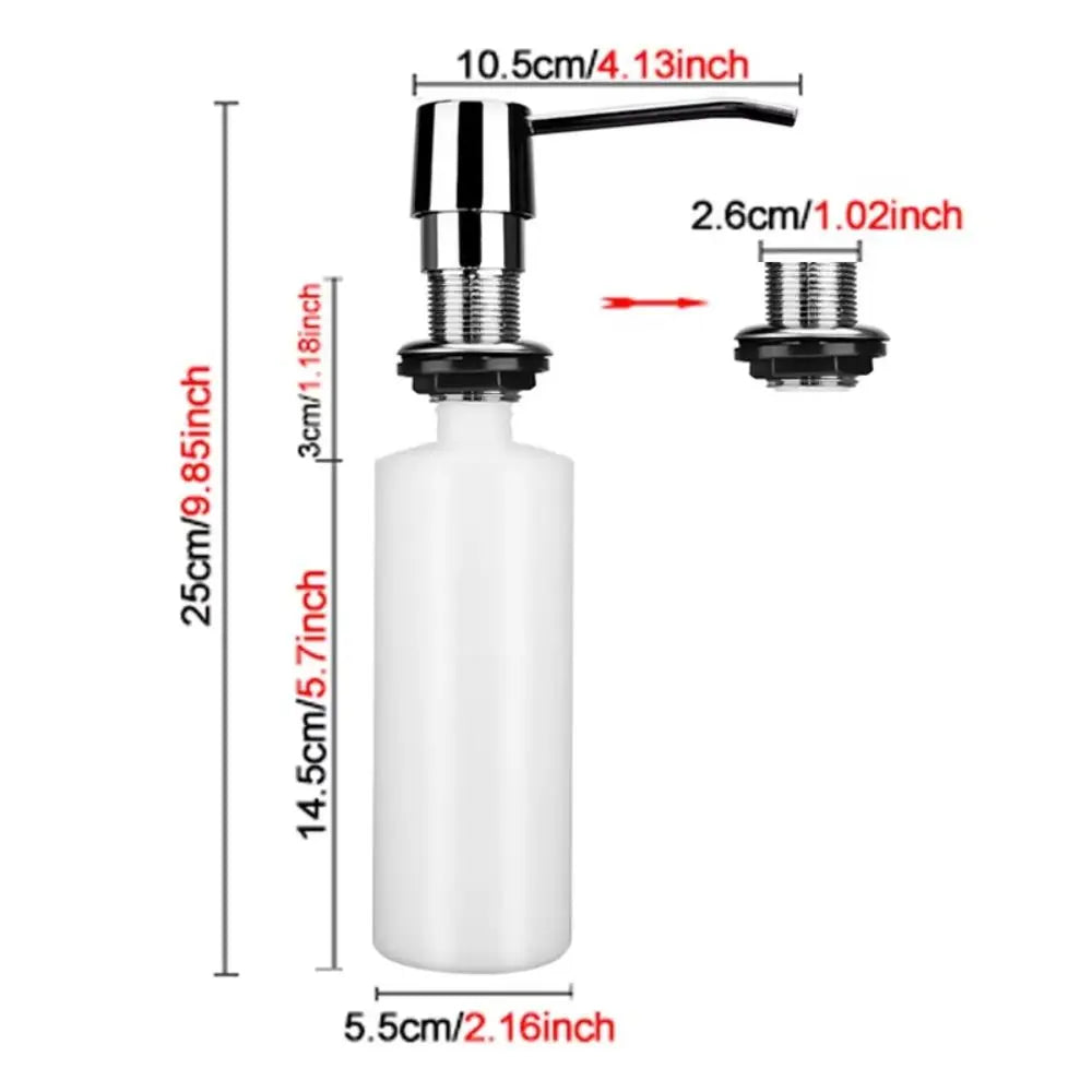 Brushed Nickel Sink Soap Dispenser Built-in Design 360° Free Rotation Built-in Soap Dispenser Acid-resistant Alkali-resistant Vue