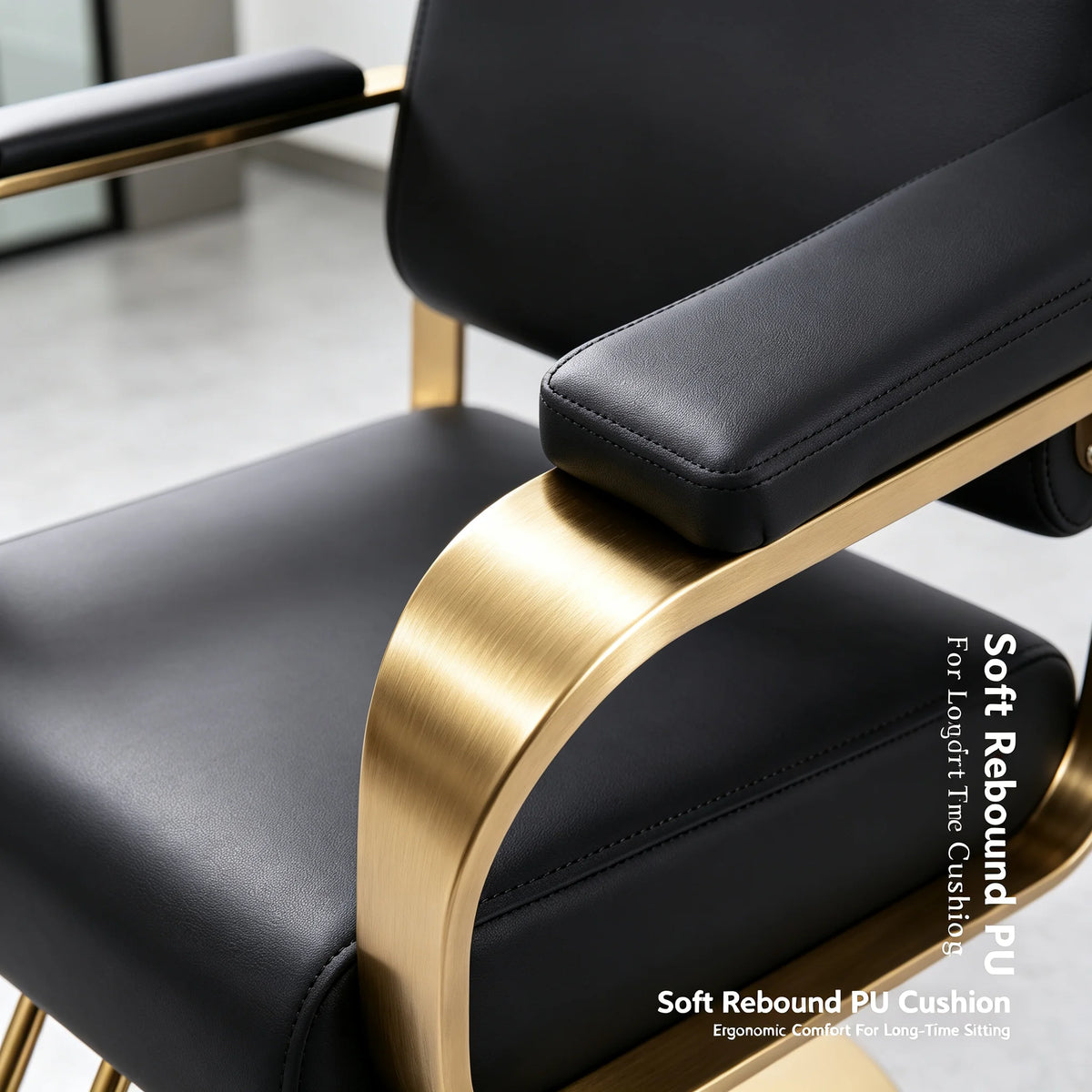360° Rotating Barber Salon Chair | Hydraulic | 440 lbs Gold Barber Salon Chair Vue