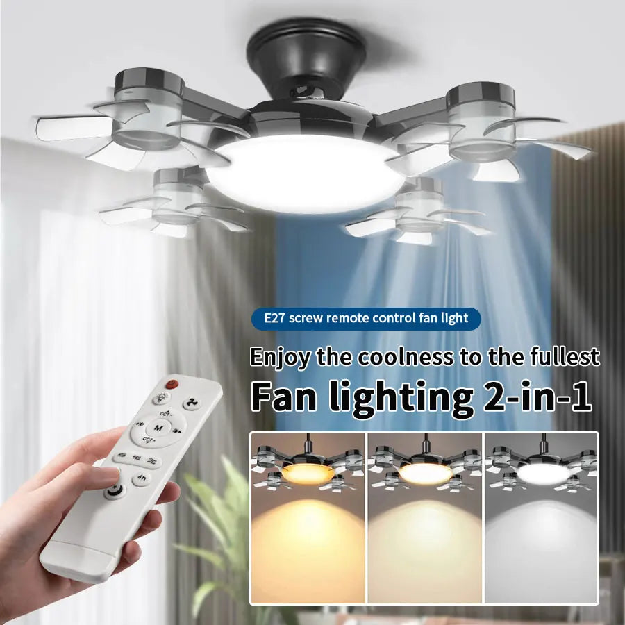 Intelligent Ceiling Light Electric Fan Light Kitchen High Wind Power Silent Easy To Clean E27 Screw Fan Light Restaurant Fan Eye Vue