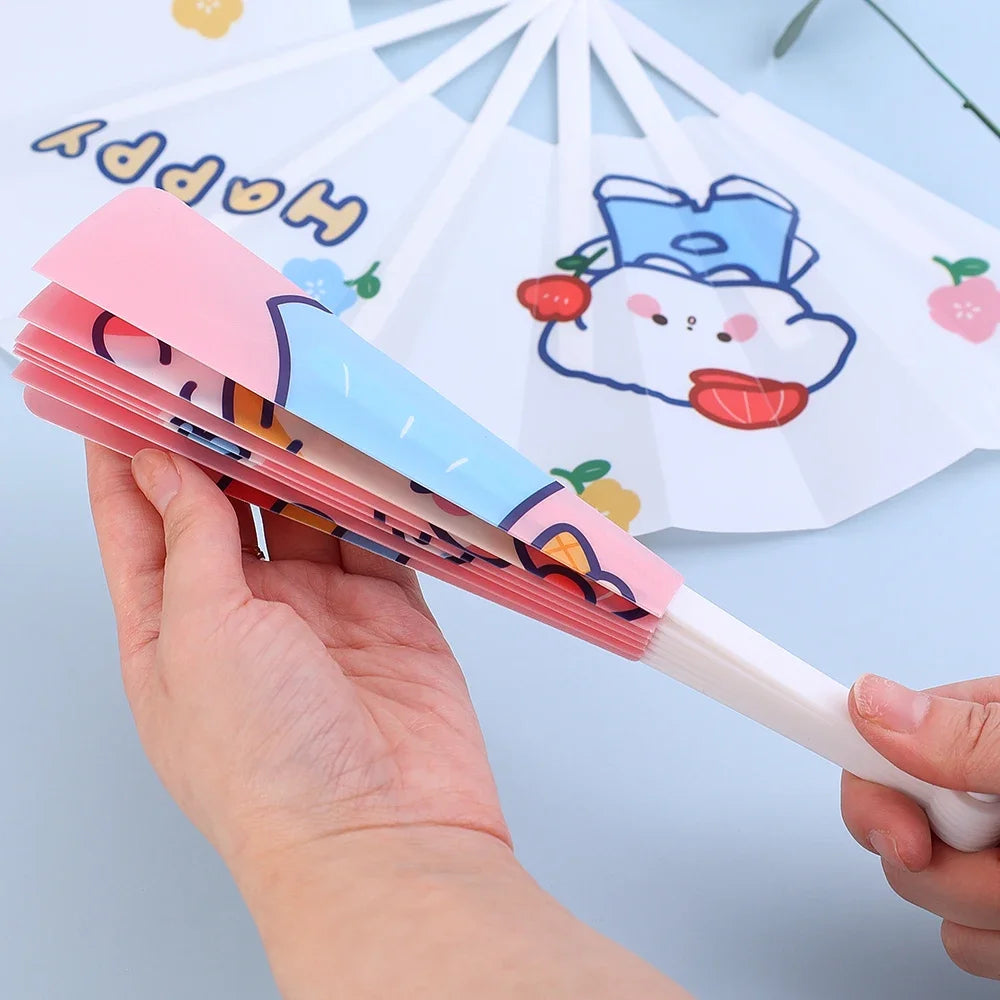 1-50PCS Foldable Fan Cute Cartoon Summer Fans Handheld Plastic Mini Fan Creative Rabbit Bear Children's Day Gift Party Supply Vue