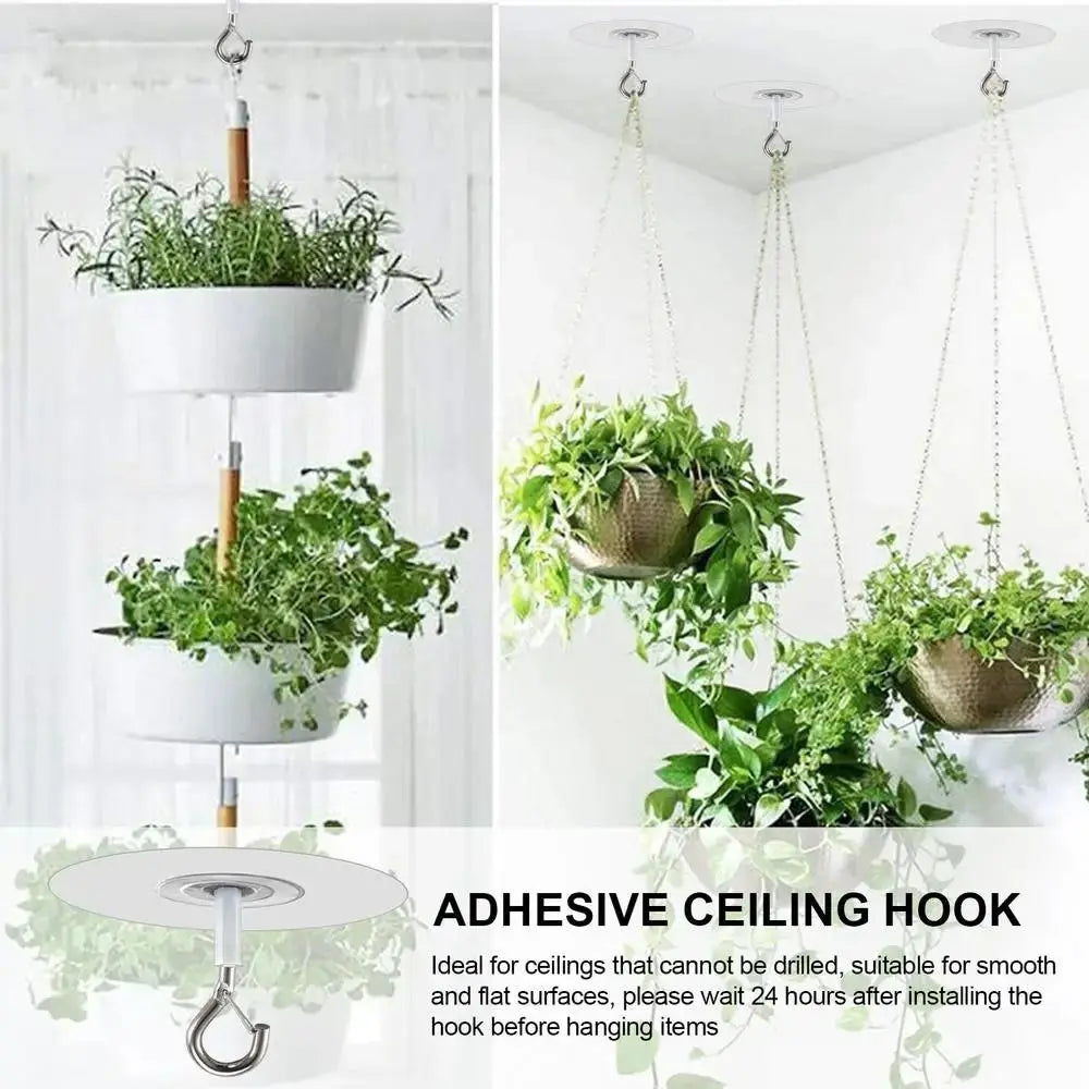 Multifunctional Self-Adhesive Ceiling Hook Water Resistant Strong Bearing Wall Hooks Transparent Metal Hooks Vue