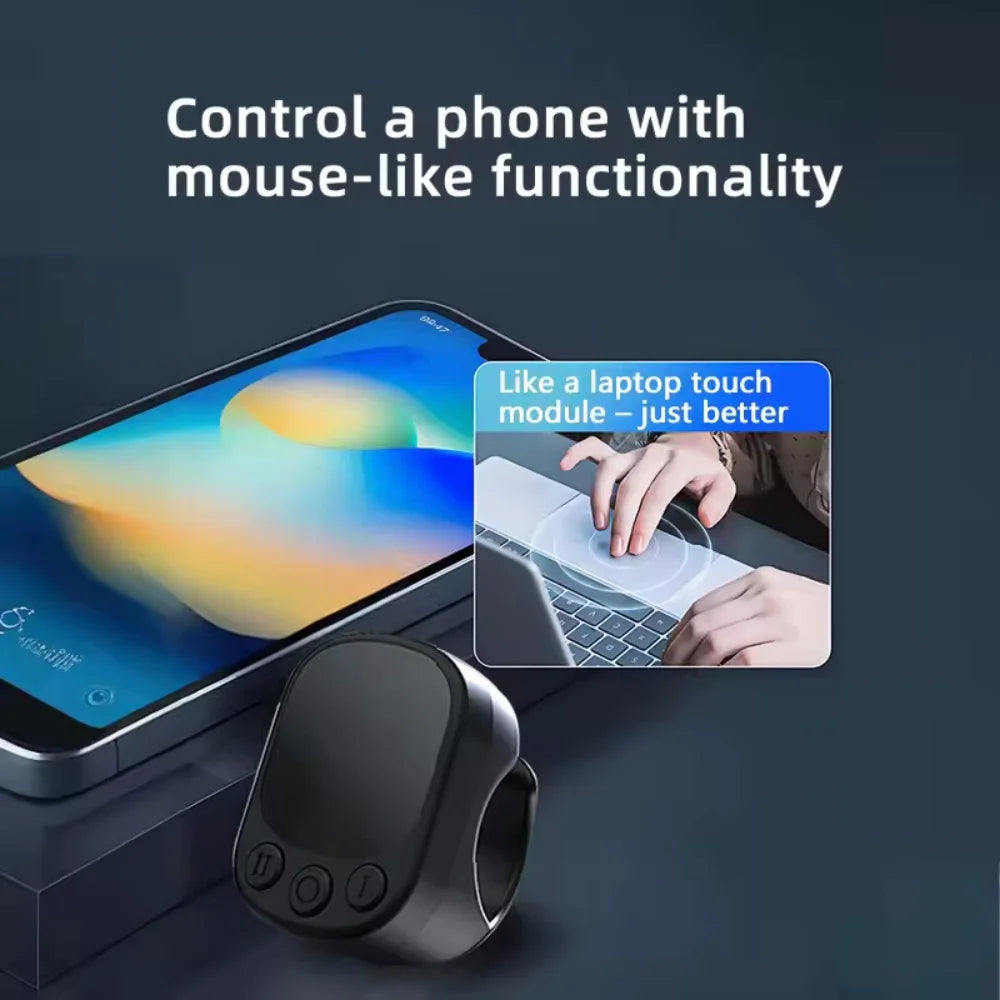 Mini Wireless Remote with Touchpad Scrolling Ring Bluetooth Page Turner for iPhone Android iPad Controller USB Rechargeable Vue