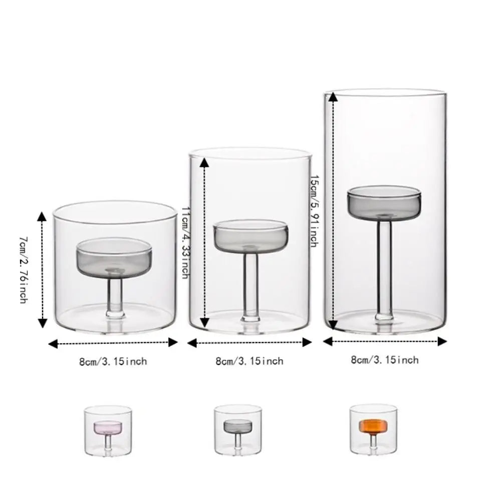 Modern Simple European-style Glass Candle Holder Heat-resistant Solid Base Candlestick Transparent Table Centerpiece Party Vue