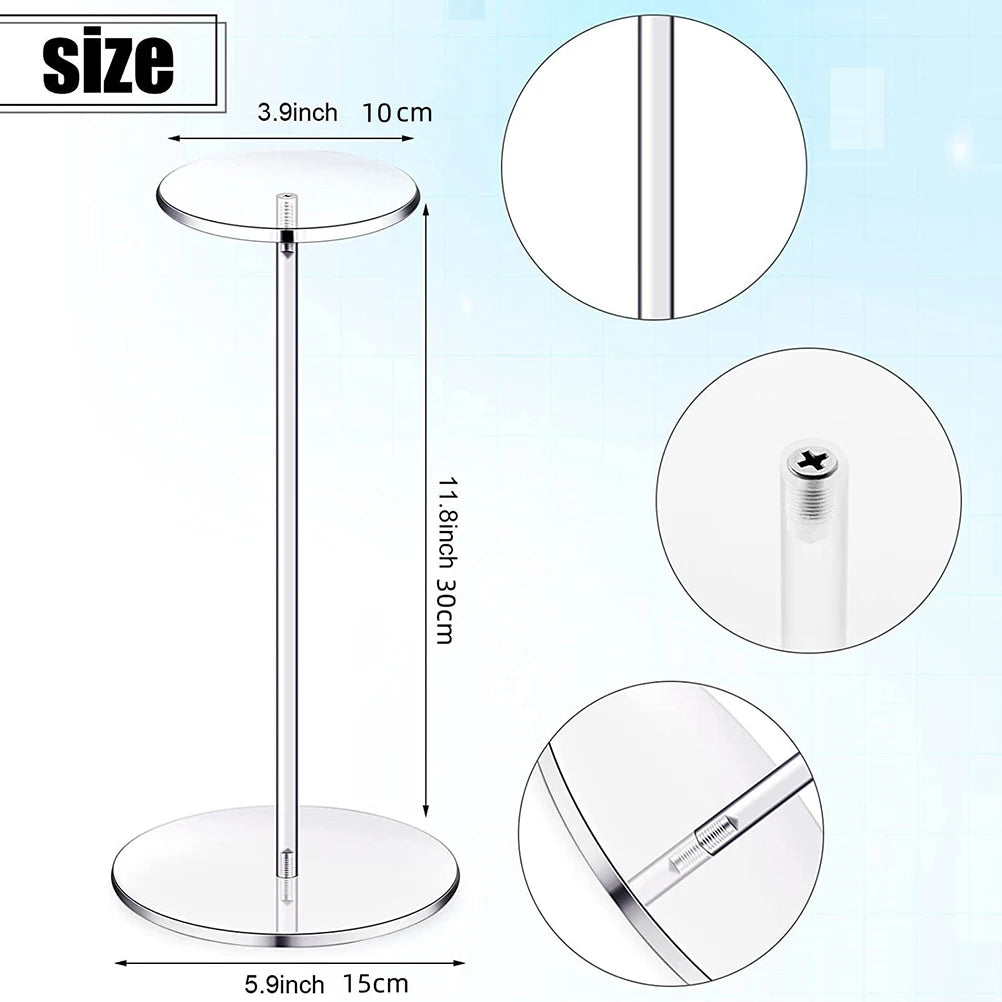 1pc Clear Acrylic Hat Stand and Wig Holder Rack with Pedestal and Round Base Tabletop Organizer Storage Rack Baseball Showcase Vue