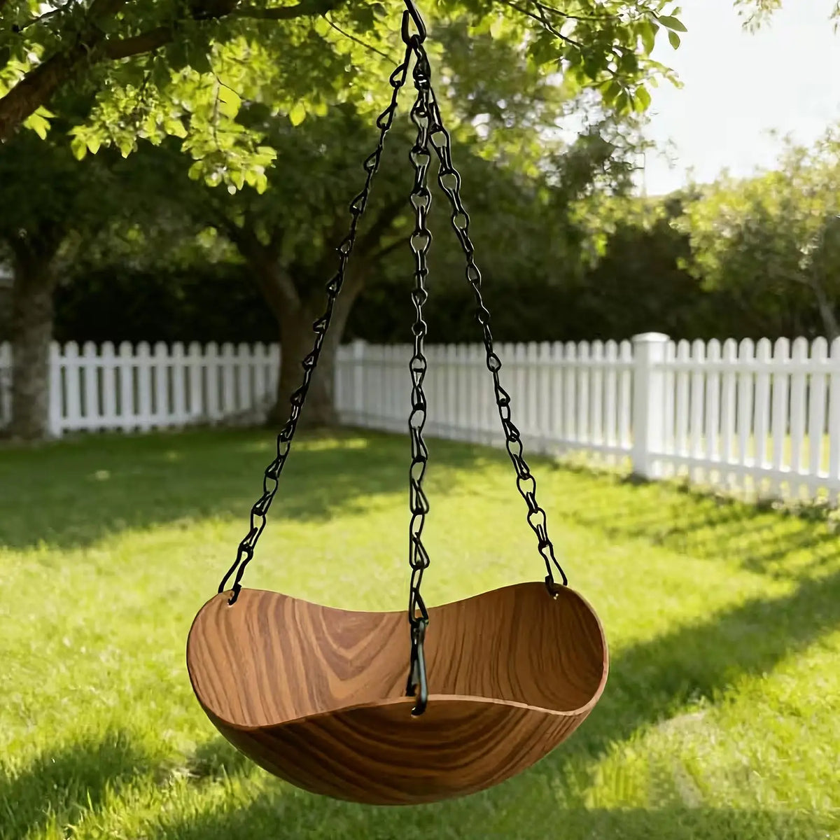 20x35cm Wooden Bird Bath Feeder, Decorative Outdoor Water Bowl for Wild Birds, Hanging Tray for Garden, Yard, Patio, Courtyard Vue