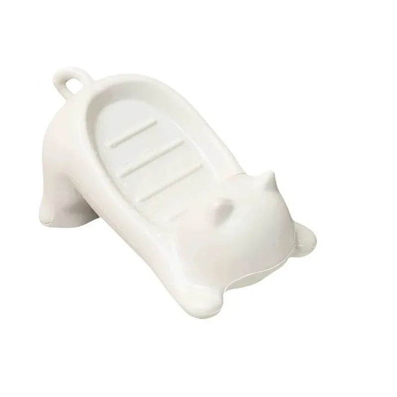 Cartoon Cat Plastic Drain Soap box, Creative and Cute Bathroom Shelf, Fragrance Soap box, Washbasin,Bathroom Vue white