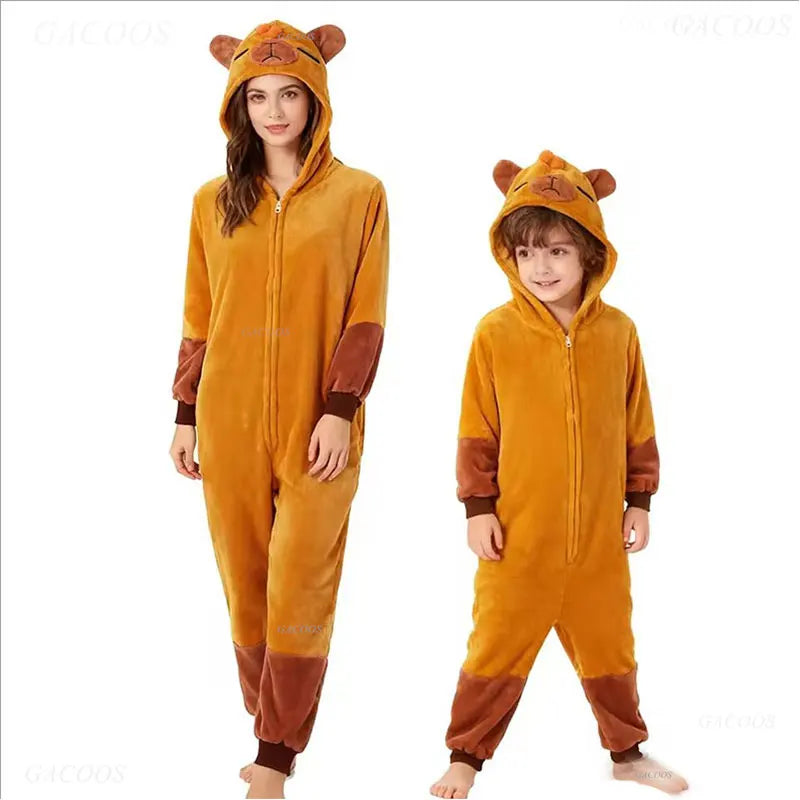Kigurumi Onesie Kids Capybara Pajamas For Children Christmas Blanket Sleepers Baby Costume Winter Boy Girl Cat Jumspuit Vue