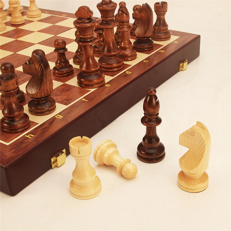 Children Board Game Wooden Chess Set Solid Wood Pieces Walnut Chessboard Children Gift Board Game Vue