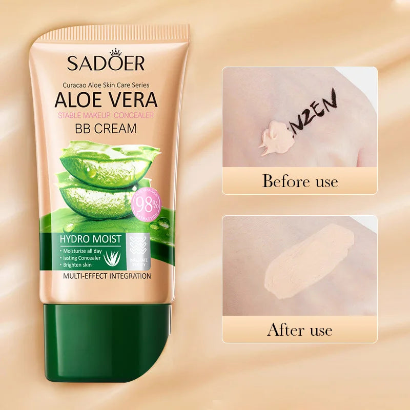 40g Aloe Vera Concealer Bb Cream, Contouring and Beautifying Makeup, Powerful Coverage Without Caking, Delicate Texture, Moisturizes the Skin, Available in Natural Color and Ivory White Vue
