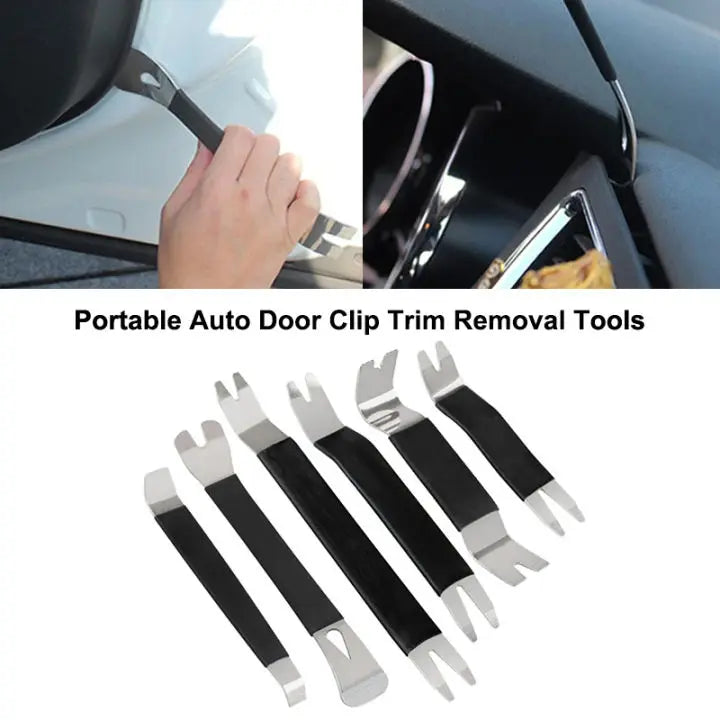 6PCS Portable Auto Door Clip Trim Removal Tools Kits Car Dashboard Audio Radio Panel Repair Metal Removal Pry Disassembly Tool Vue