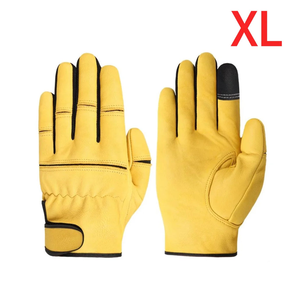Sheepskin Leather Work Gloves Workers Work Welding Safety Protection Wear-Resistant For Construction Gardening Sports Vue G CN