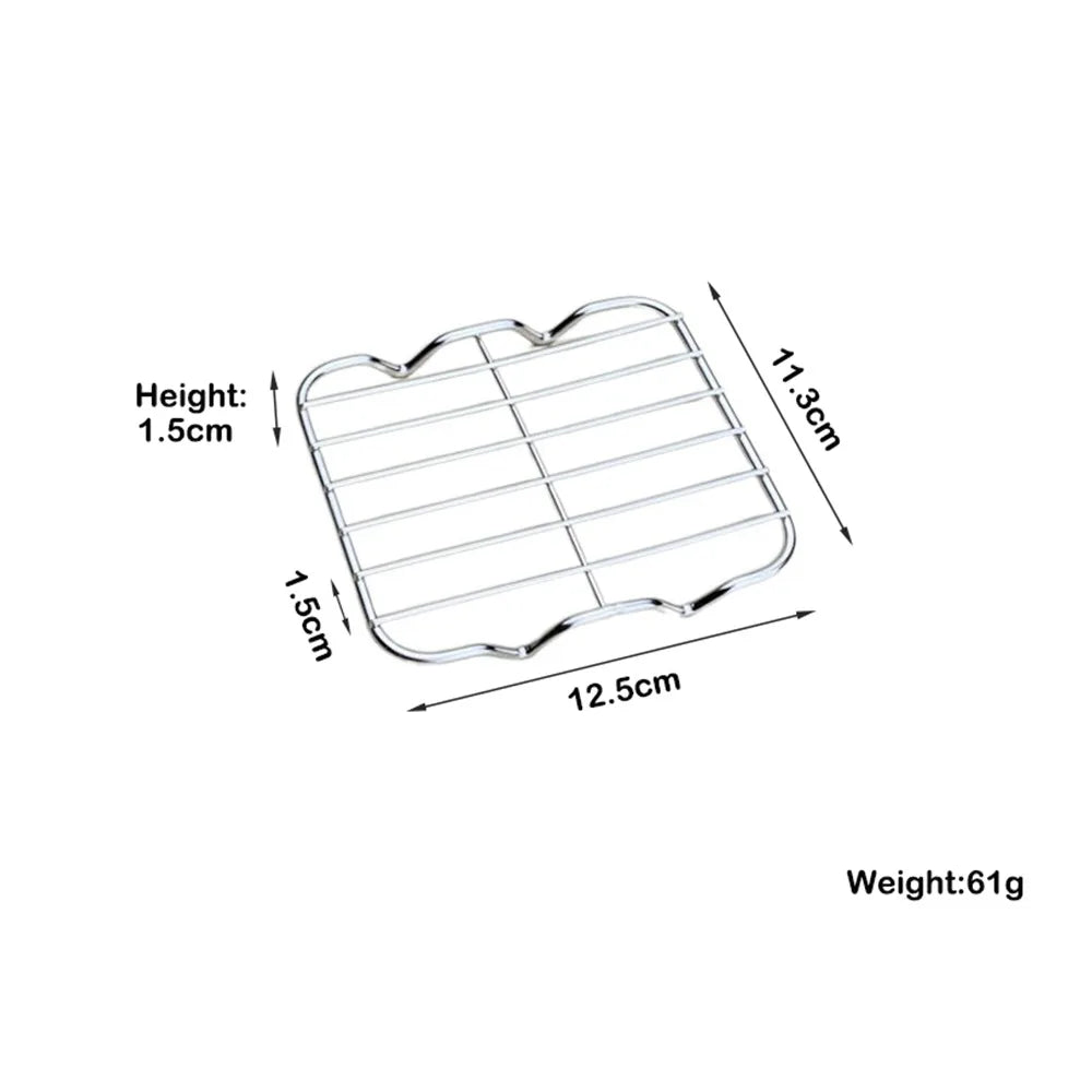 Stainless Steel Cooling Rack Non-stick Silver BBQ Tray Barbecue Vue 12.5x11.3cm