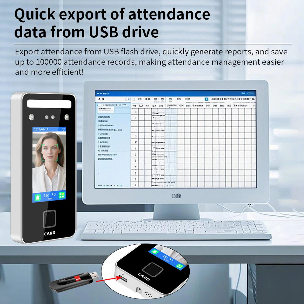 TCP/IP Dynamic AI Facial Face Recognition Time Attendance Access Control Machine Card Reader Electric Empolyee Recorder System Vue