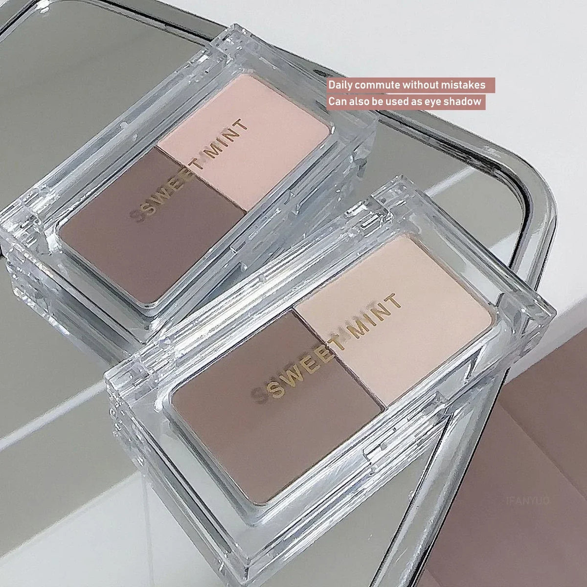 Two Colors Grey Nose Shadow Powder Matte Highlighting Contouring Platter Cheek Side V Face Matte Sculpting 2 in 1 Makeup Palette Vue