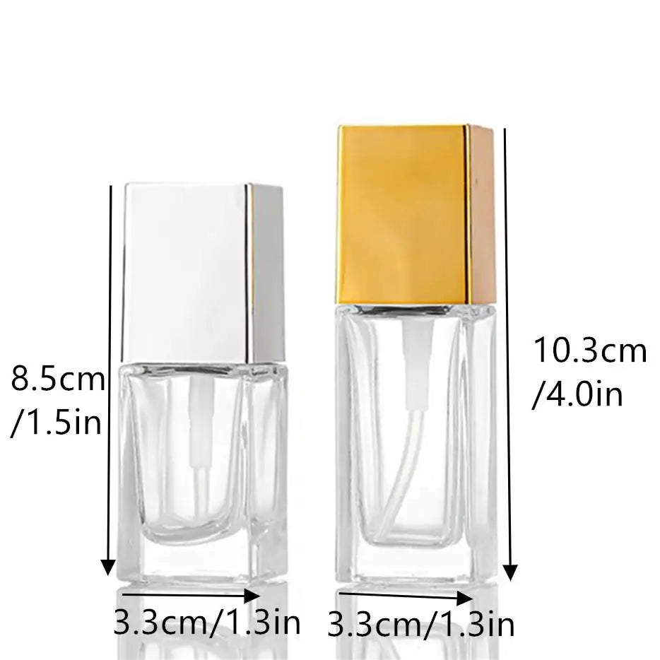 15/30ml Empty Pump Bottle Makeup Transparent Square Refillable Bottle Glass Liquid Foundation Container Portable Pump Bottle Vue