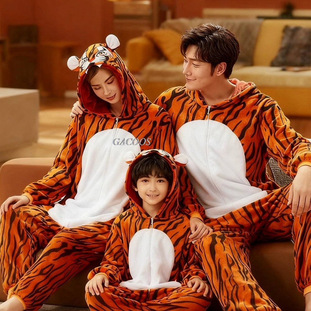 New Capybara Family Jumpsuit Onesie Adults Kids Sleepwear Boy Girls Flannel Cartoon Animal Pajamas Christmas Matching Clothes Vue