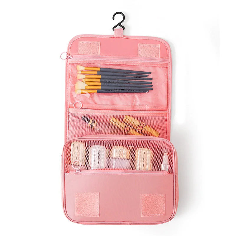 Travel Makeup Bag High Capacity Toiletries Storage Pouch Travel Make Up Organizer Waterproof Beauty Bag Bathroom Wash Bag Vue Pink