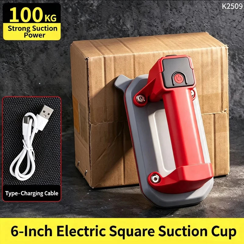 6-inch Thickened Rubber Base Electric Suction Cup for Tiles 100KG Heavy Lifter Automatic Air Powerful Glass Handling Suction Vue Square 100Kg